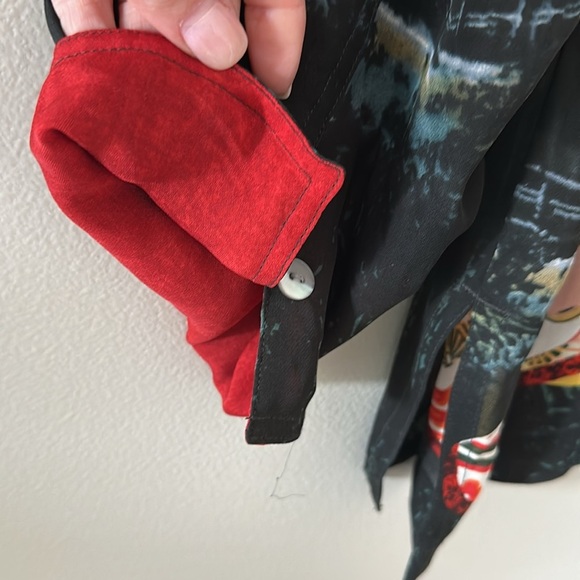 Chico's Womens 100% Silk Asian Geisha Top Blouse Red Black Sz 2(US Size 12) Chic - Picture 8 of 12